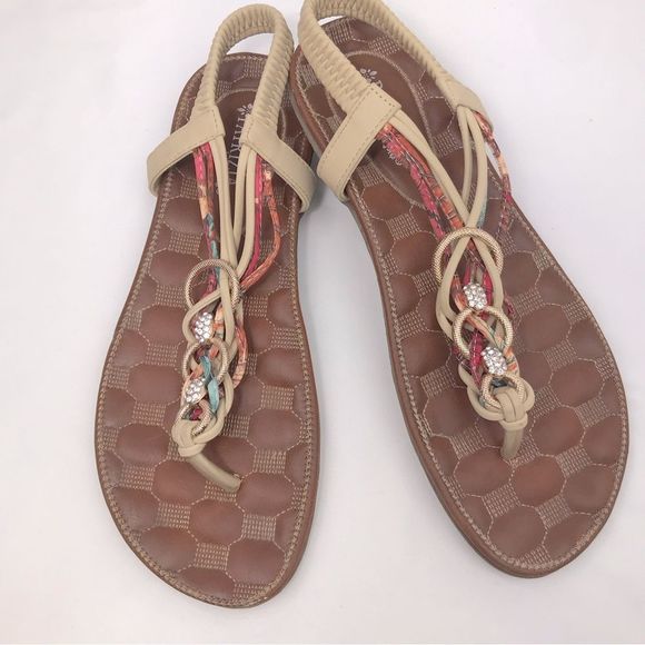 Spring Step Shoes - Patrizia by Spring Step Embellished Thong Slingback Sandals